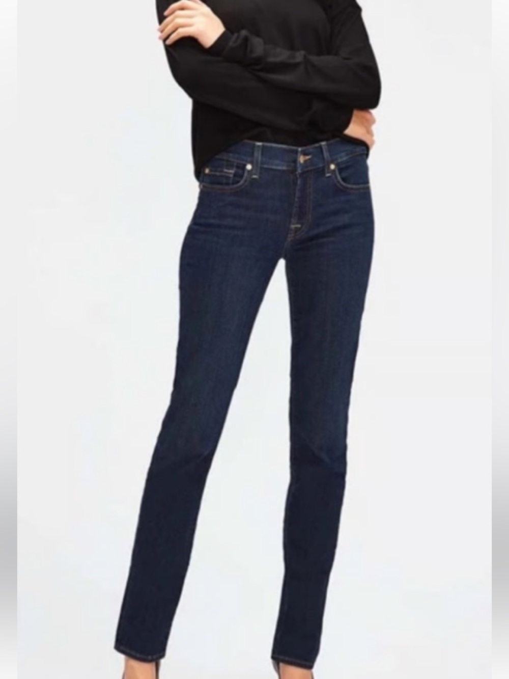 7 For All Mankind Dark Black Skinny Jeans